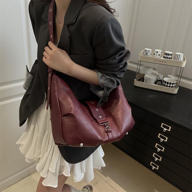 Yogodlns New Casual Fashion Hobos Bags for Women Retro Sling-shoulder Crossbody Bag Versatile Ladies Purse High Quality PU Leather Handbag