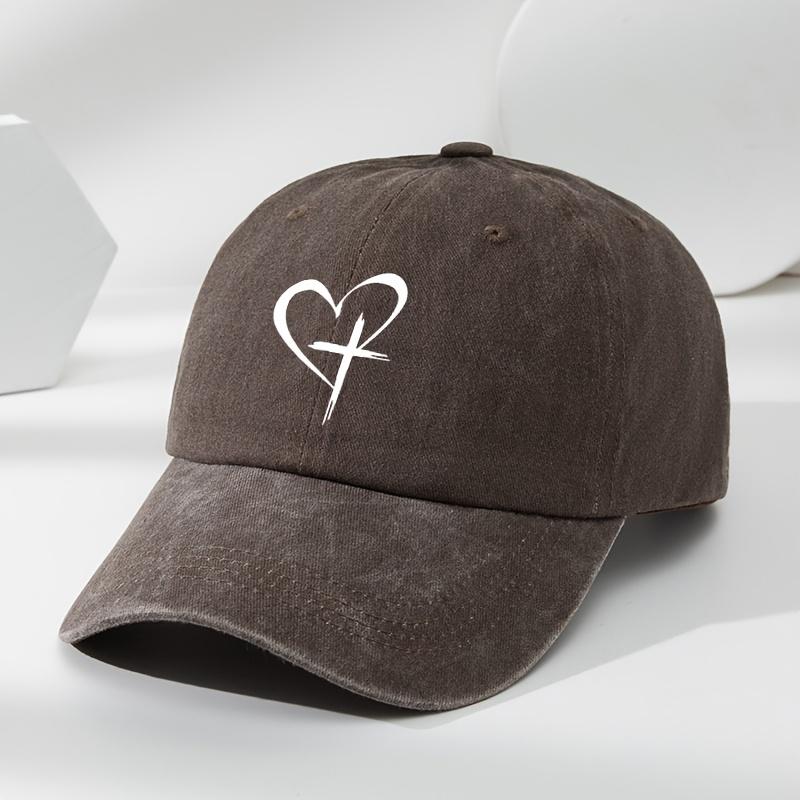 Love Cross Printed Baseball Cap Fashionable Outdoor Leisure Sports Sun Hat Washed Retro Soft Top Comfortable Peaked Cap
