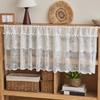 White Lace Window Valance, Sheer Vintage Floral Lace Short Curtain, Light Filtering Valance Curtain with Rod Pocket for Basement Kitchen Window