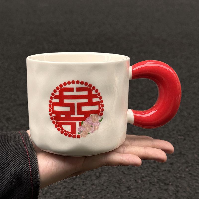 

Wedding gift, wedding cup for girls, practical souvenir for girlfriends, couple ceramic mug with lid spoon 401-500ml