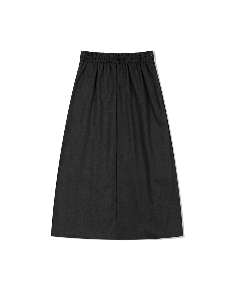 Moa Soft Pleated Midi Skirt (Charcoal)
