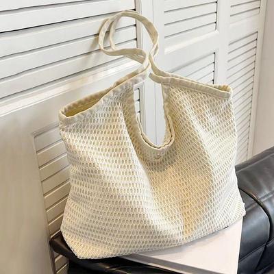 Sacs à bandoulière en toile pour femmes, fourre-tout à la mode pour dames, sac de Shopping Simple, tissu de couleur Pure, grande capacité, fourre-tout de plage