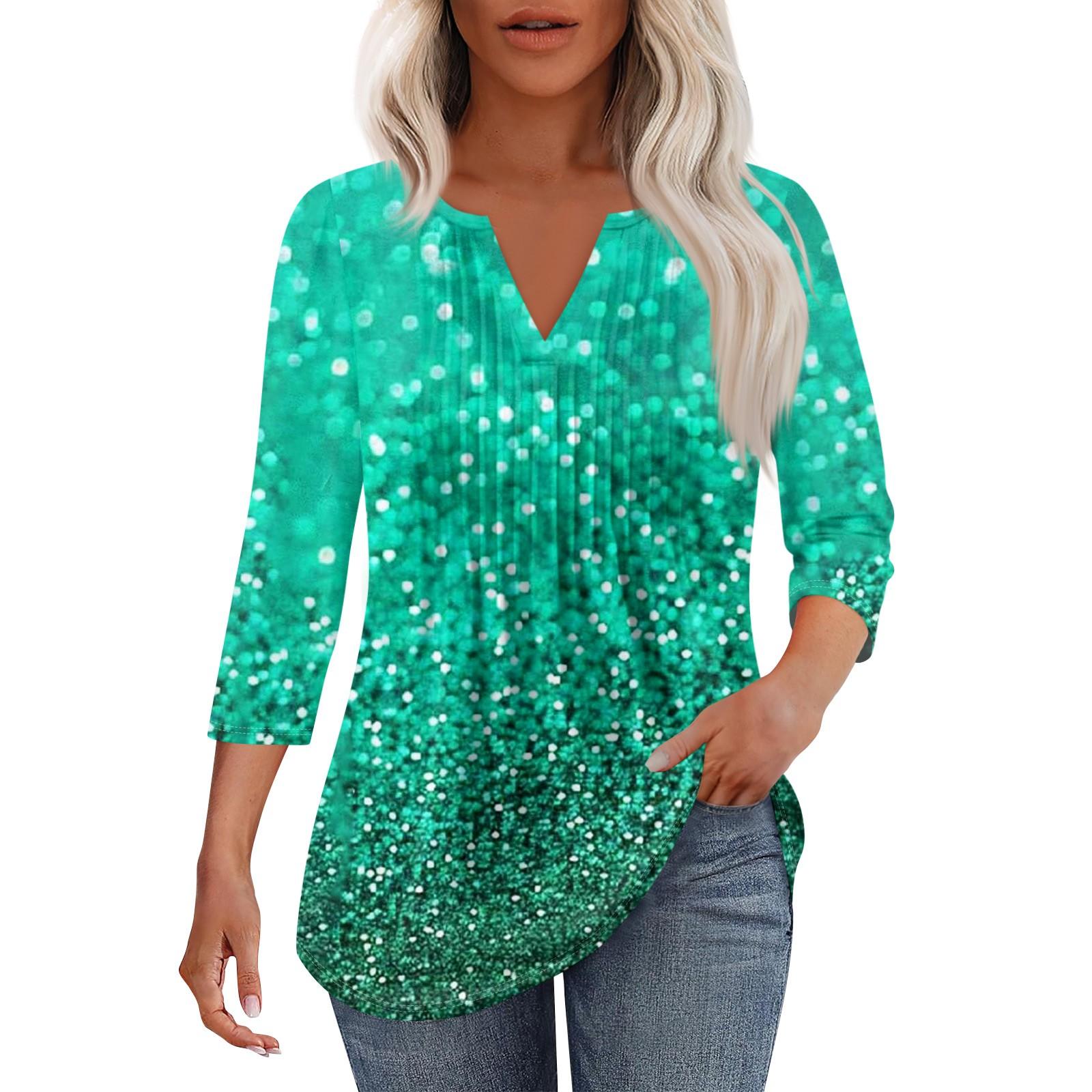 

Жіноча модна повсякденна плісирована однотонна футболка з V-подібним вирізом і рукавами сім чвертей XL світло-зелений колір