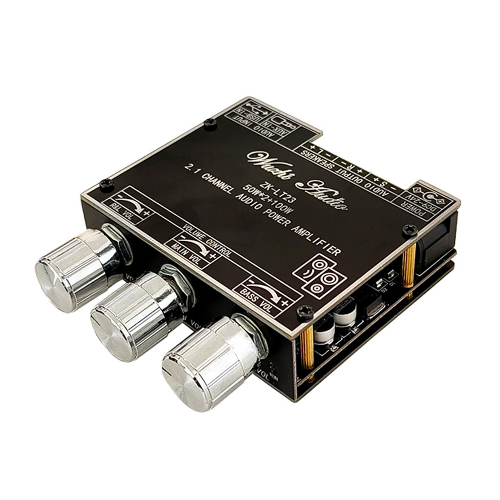 50W+50W+100W Amplifier Board with Treble and Bass Control, DC9-24V, AUX Inputs, 2.1 Channel Stereo AMP Board