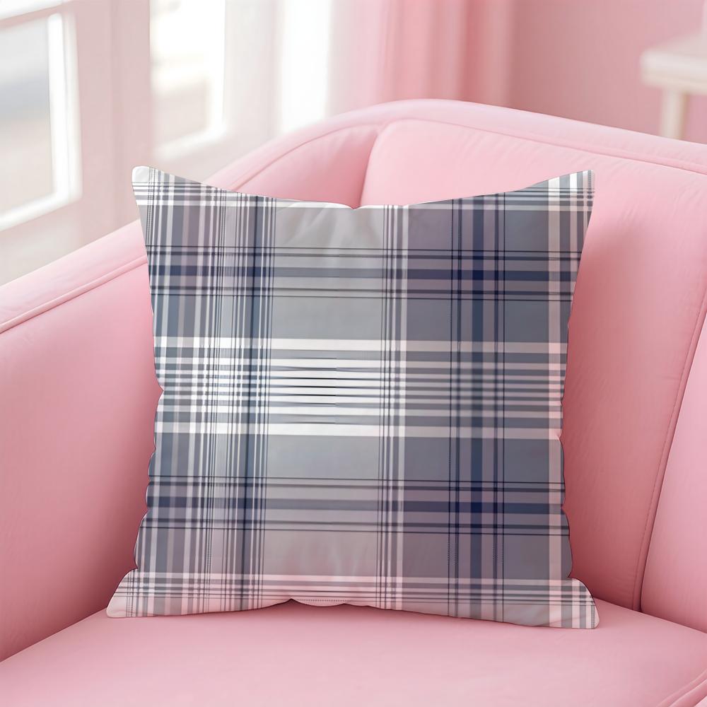 Checkered Pattern Cushion Cover Comfortable Reversible Pillow Cover Ideal for Car Sofa Bedroom  Beyond