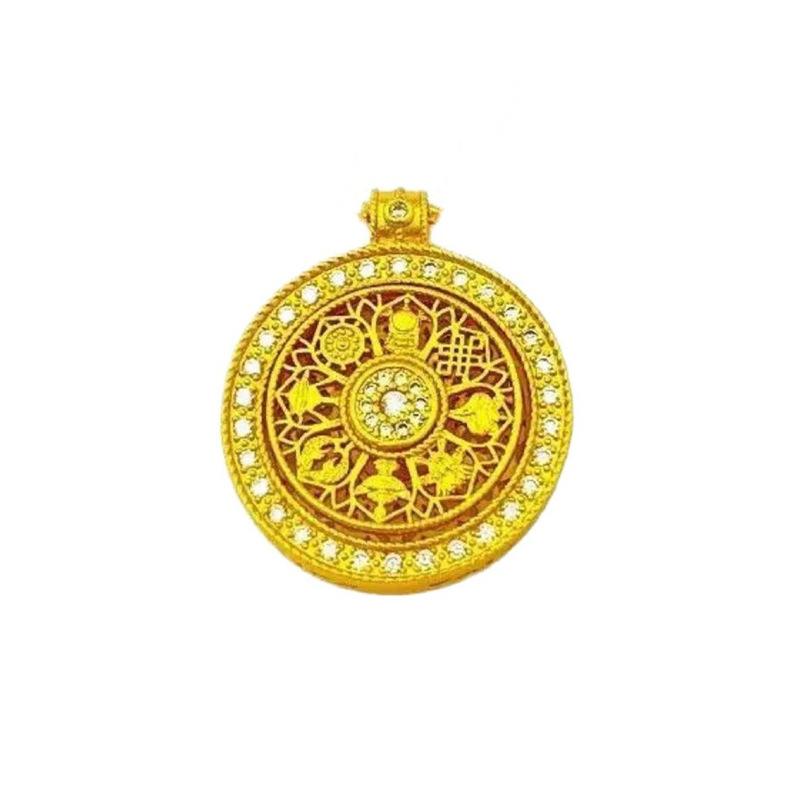 Vintage Ruyi Rotatable Pendant Good Fortune Necklace Women Fashion Versatile Round Pendant Necklace Jewelry Gifts