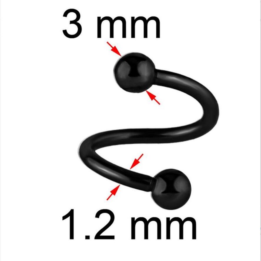 Edelstahlring S-förmiger SBR Spiralnagel Ohrring Augenbrauen Nasenring