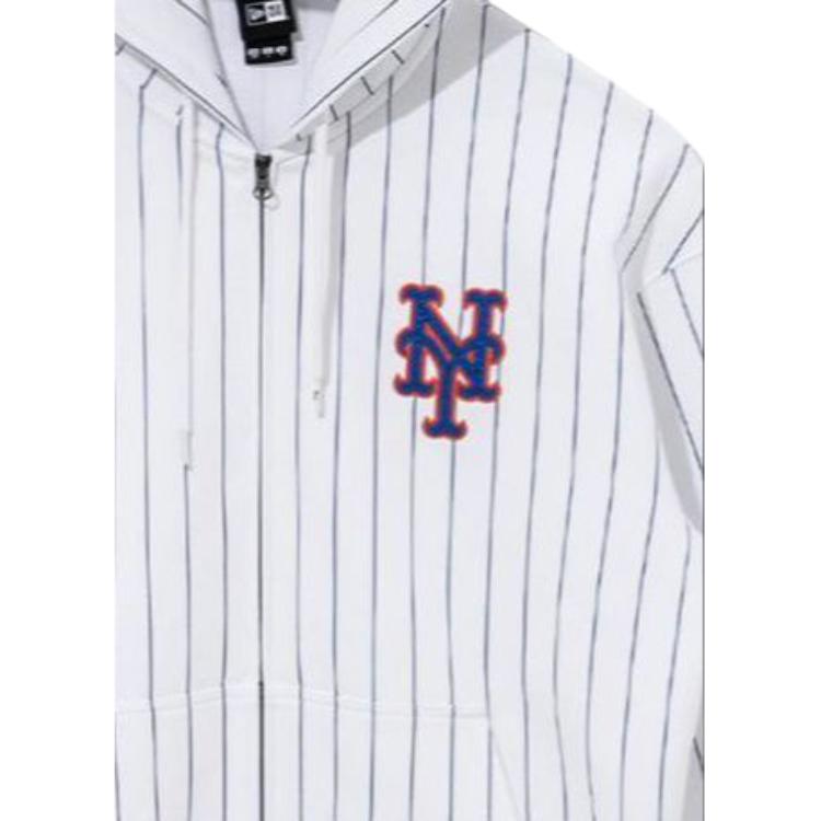 New Era New York Mets Striped Zip-Up Hoodie Unisex hoodies White 13781115