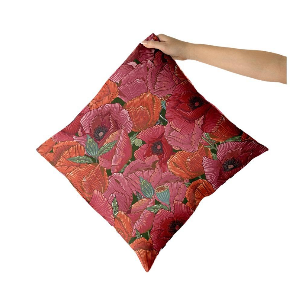 Cuscino Stampa Digitale Piante e Fiori Disegno a Linee Dipinto a Mano Retrò Copricuscino Schienale Divano Copricuscino in Lino Qualità