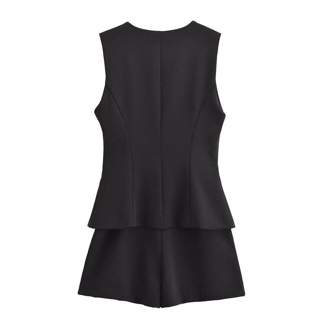 2025 Spring Women's European & American Sleeveless Round Neck Jumpsuit