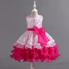 Girls Bow Flower Wedding Party Birthday Party Tutu Dress Stage Performance Costume