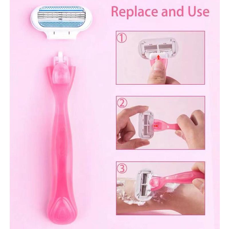 Damenrasierer mit drei Klingen, pink, zur Haarentfernung unter den Achseln, an den Beinen und im Intimbereich.