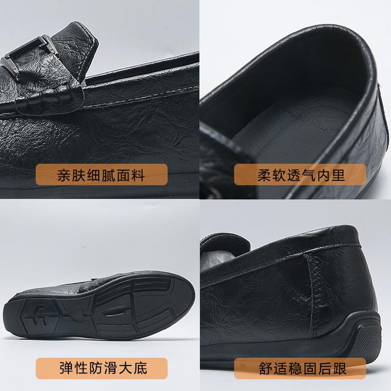 European station men's shoes Doudou shoes 2024 summer new models, British style trend casual one-pedal soft-soled lazy shoes