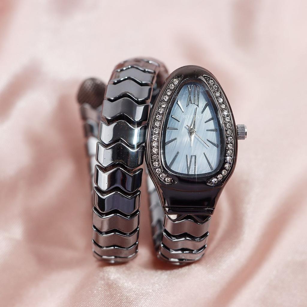 Fashion Black Snake Hot Sell Quartz Watches Women's Full Diamond Steel Strap Watch For Women Bling Unique Luxury Clock Relogio