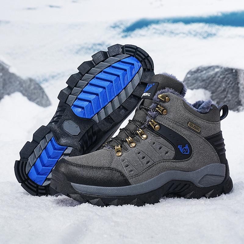 Autumn and winter warm velvet men's shoes high-top outdoor hiking shoes thick-soled large cotton shoes casual outdoor snow boots