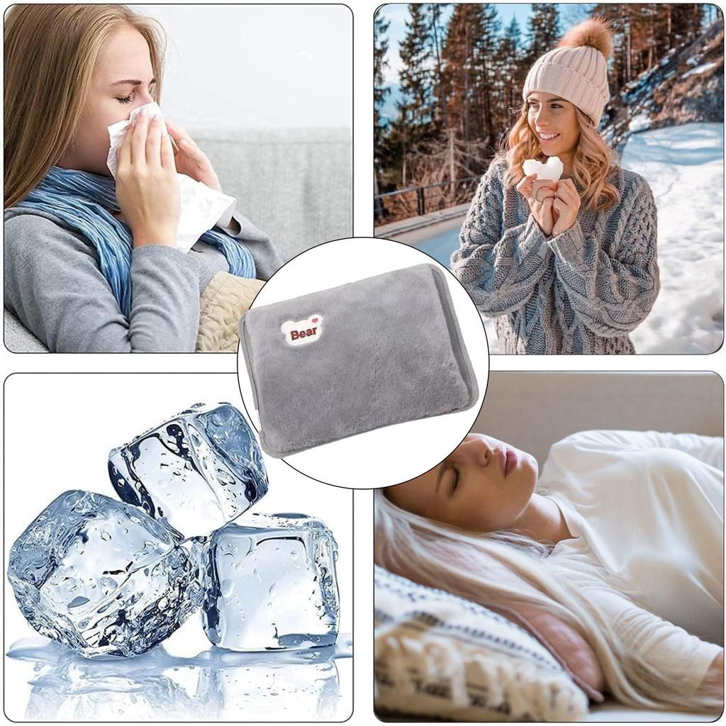 Electric Hot Water Bottle with Soft Microfiber Coating Rechargeable Water Bottle for Reducing Muscle Back and Menstrual Pain