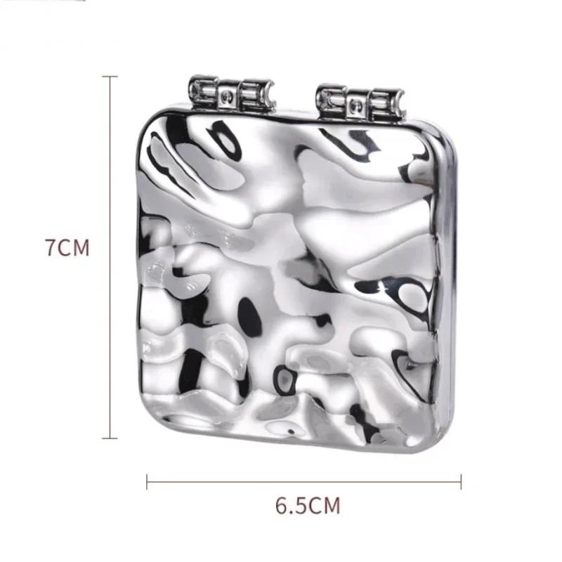 Foldable Plating Makeup Mirror Mini Square Makeup Vanity Portable Hand Mirrors Double-sided Compact Pocket Mirror