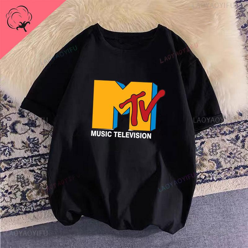 Unisex Clothing Retro Cotton T Shirt Vintage Rock Hip Hop Modal Summer Unisex Casual Shirt Mtv Music Elevision Graphic Shirts