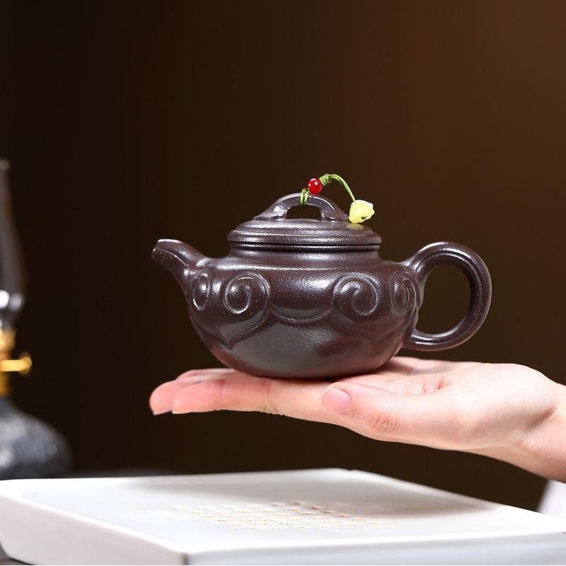 240ml High-end Yixing Purple Clay Teapots Handmade Antique Pot Raw Ore Purple Jade Gold Sand Kettle With Infuser Zisha Tea Set