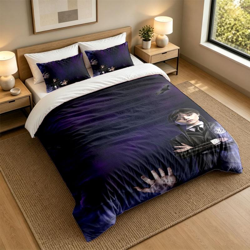 Set Biancheria da Letto 3 Pezzi La Famiglia Addams Lenzuolo Morbido e Due Federe Decorazione Camera da Letto