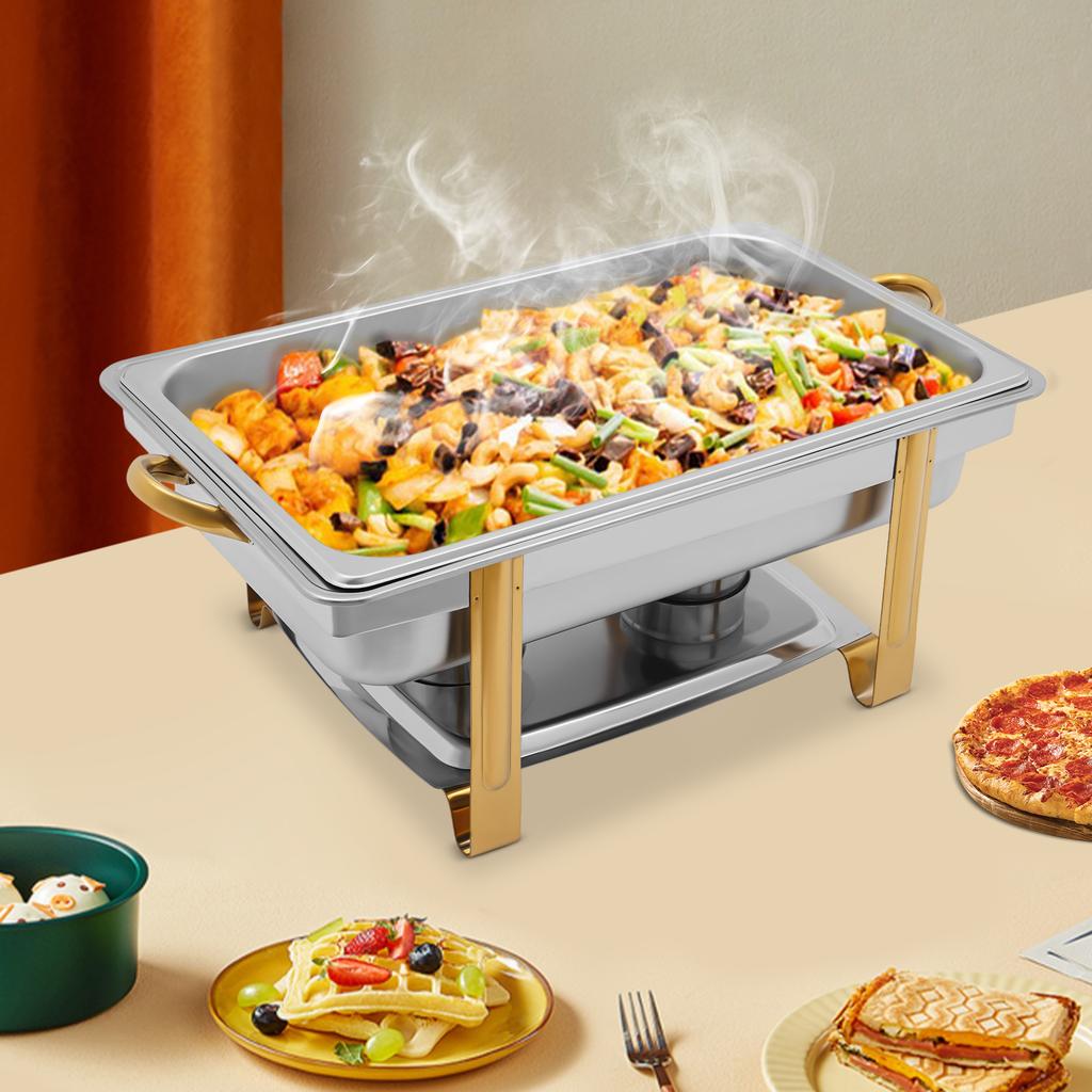 9L Rectangular Chafing Dish Food Warmer Container with Lid Stainless Steel Chafer Chafing Dishes Buffet Set for Hotel Catering