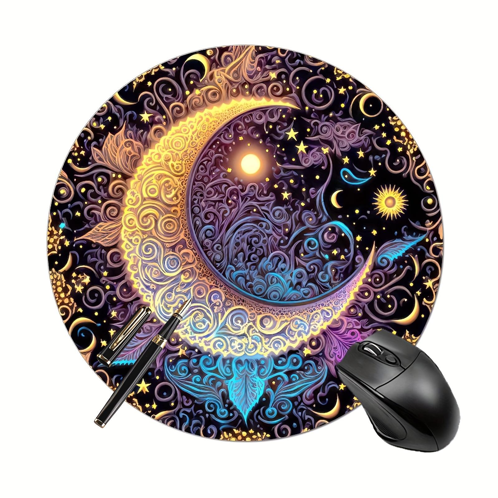 

1pc Gaming Mouse Pad Cool Round Mousepad Non-slip Rubber Mouse Mat Desk Pad Suitable for Office Computers Laptops Sun and Moon 200X200X2MM