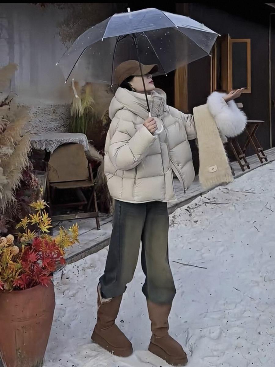 

Мини-куртка из пухового хлопка с черепашьим панцирем для девочек, зимний новый стиль, с капюшоном, толстое теплое хлопковое пальто S белый