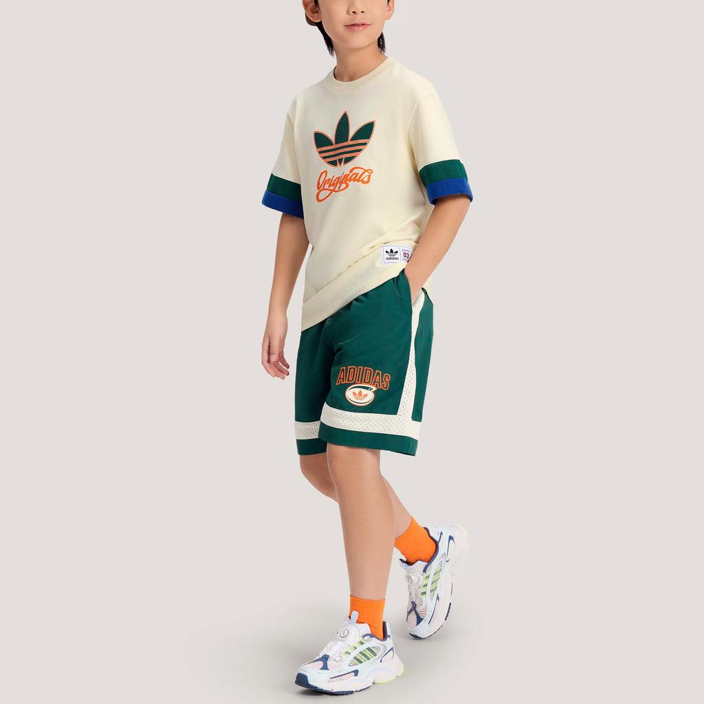adidas Originals Casual Sports Suit Basketball Daily Loose Round Neck Pullover Short Sleeve T-Shirt Shorts 2-Piece Set Kids Sets KG3341