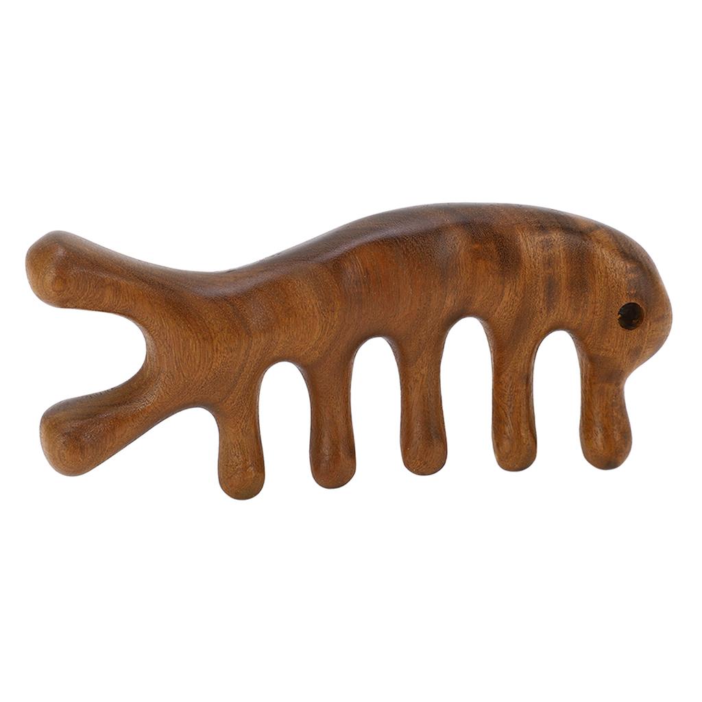 Grzebień Gua Sha Drzewo Sandałowe Ergonomiczny Szeroki Ząb Grzebień do Masażu Skrobania Skóry Głowy i Szyi, Ramion, Nóg