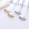 New French Celine Style Diamond Twist Earrings: Elegant One-Word Design, Sparkling Simplicity for Women