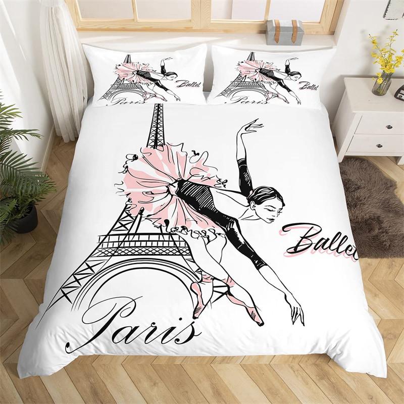 Ballet Princess Dancer Duvet Cover 3D Sparkling Glittering Star Bedding Set Cartoon Animal Swan Quilt Cover For Child Boys Teens