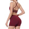 Women's High-Waist Fitness Set: Sports Bra with Pads, Beautiful Back Design, and Three-Point Peach Lift Shorts for Yoga and Pilates.