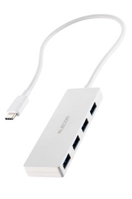 ELECOM USB Hub 5Gbps Connection 4 Ports Bus Powered 30cm Cable White USB3.2 (Gen1) USB-C U3HC-H041WH