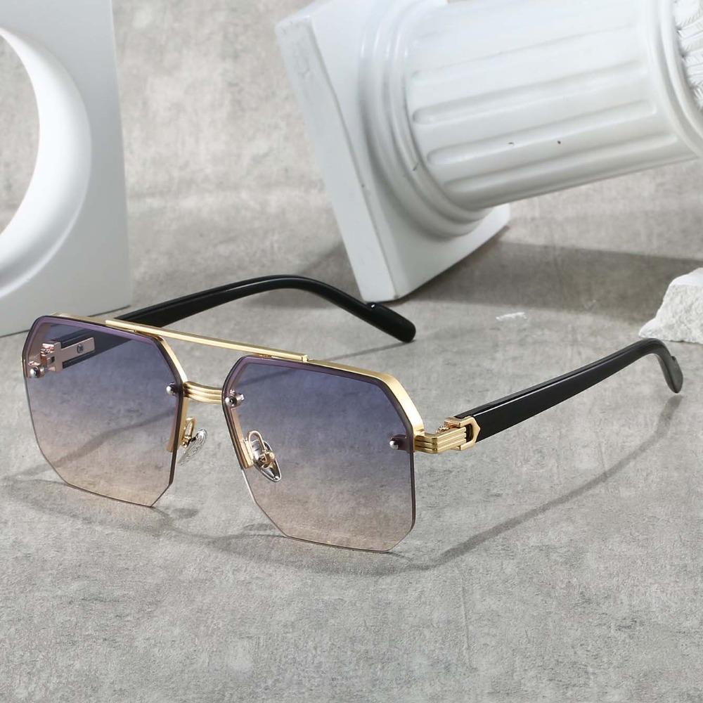 Classic Men Zinc Zinc Alloy Sunnies Gradient Color Anti-UV Glasses Catwalk Women HD Sunglasses  Gift