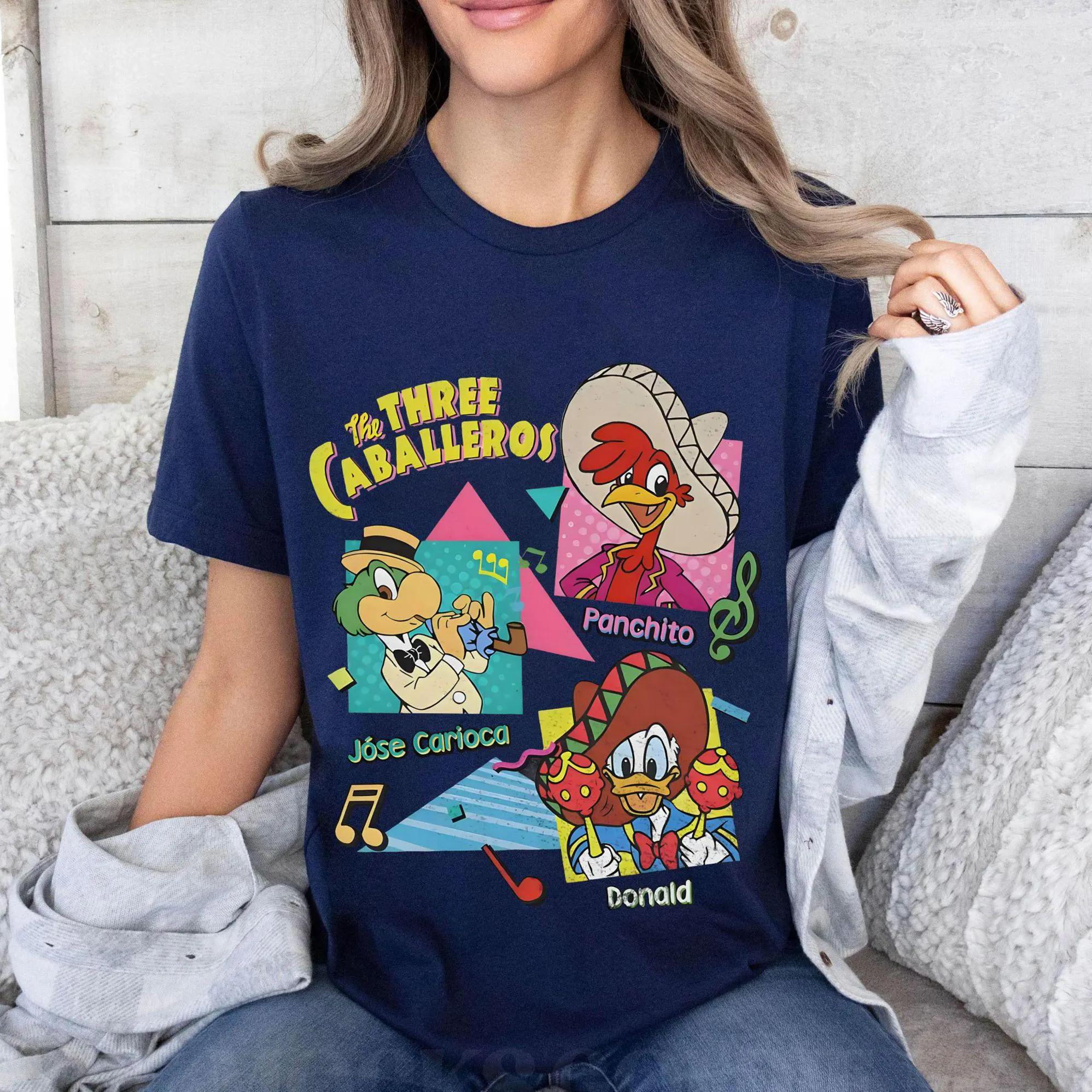 90S   Three Caballeros Classic Shirt  Onald Duck Jose Carioca Panchito Pistoles Tshirt   land Family Trip Vacation S