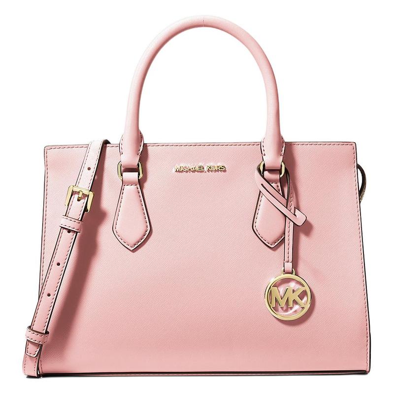 MICHAEL KORS Sheila Solid Letter Logo Pendant Coated Canvas Shoulder Handbag Medium Women s Pink розовый