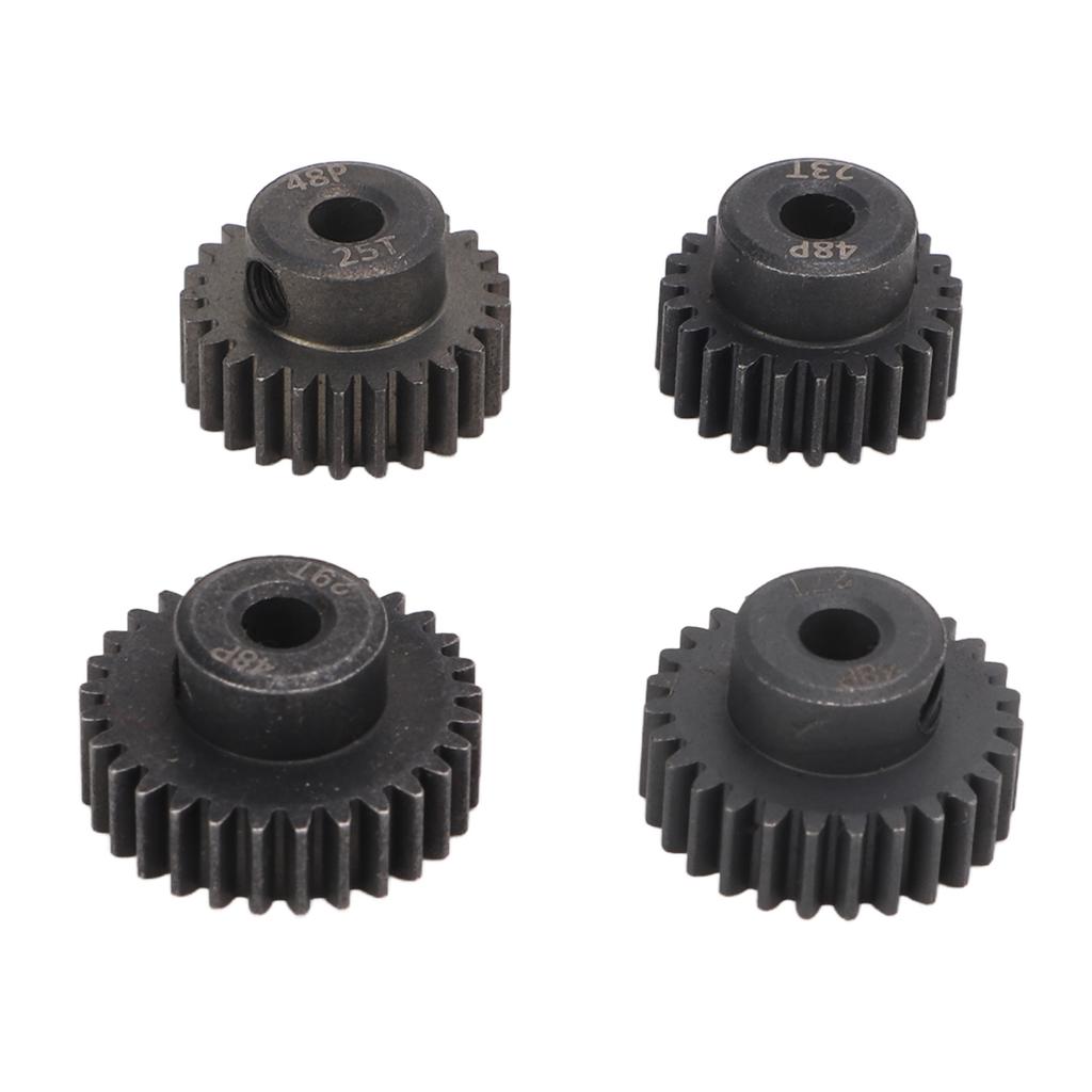 4Pcs RC Motor Pinion Gear 48P 23T 25T 27T 29T Rustproof Metal 48P Pinion Gear Set for 1/10 RC 3.175mm Motor