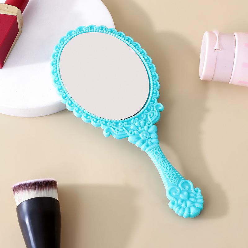 European-Style Irregular Shape Retro Handheld Makeup Mirror with Portable Handle
