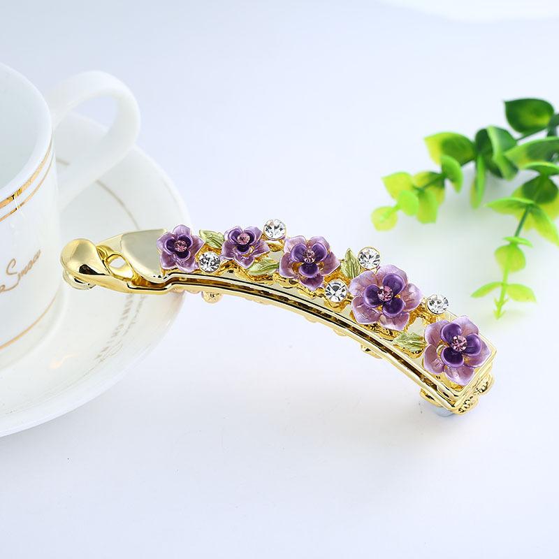 Banana Clip, Large Hair Volume, High-End Hairpin For Headgear, Female Flower Vertical Clip, 10 Cm Rhinestone, Banana Clip, Hair Accessories.
