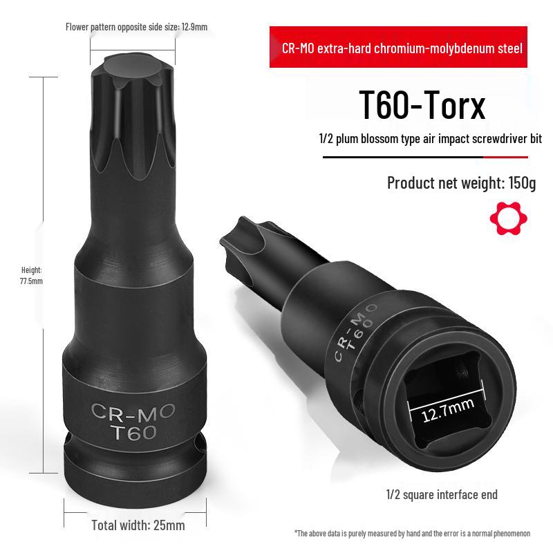 1/2'' Torx Impact Hex Bit Wrench with Magnetic Chrome Molybdenum Steel Head