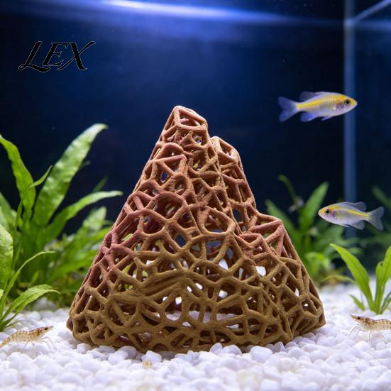 Shrimp Tank Cave Aquarium Mountain Hide, 3D Printed Hollow Mountain, Small Fish Plastic Decor Hideout Cave, Ornament Shelter for Betta