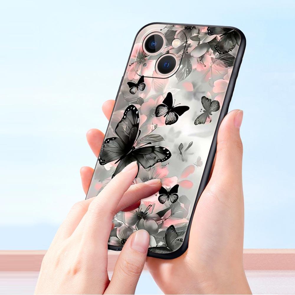 Fashionable Butterfly Flower Pattern Phone Case Cover for iPhone 17 16 15 14 13 12 Pro Max 11 Pro Max 17 AIR Plus Soft TPU Shell