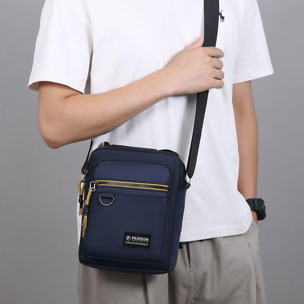 Men's Crossbody Bag Nylon Cloth Shoulder Bag Casual Simple Large Capacity Square Bag Versatile For Daily Commuting Lightweight