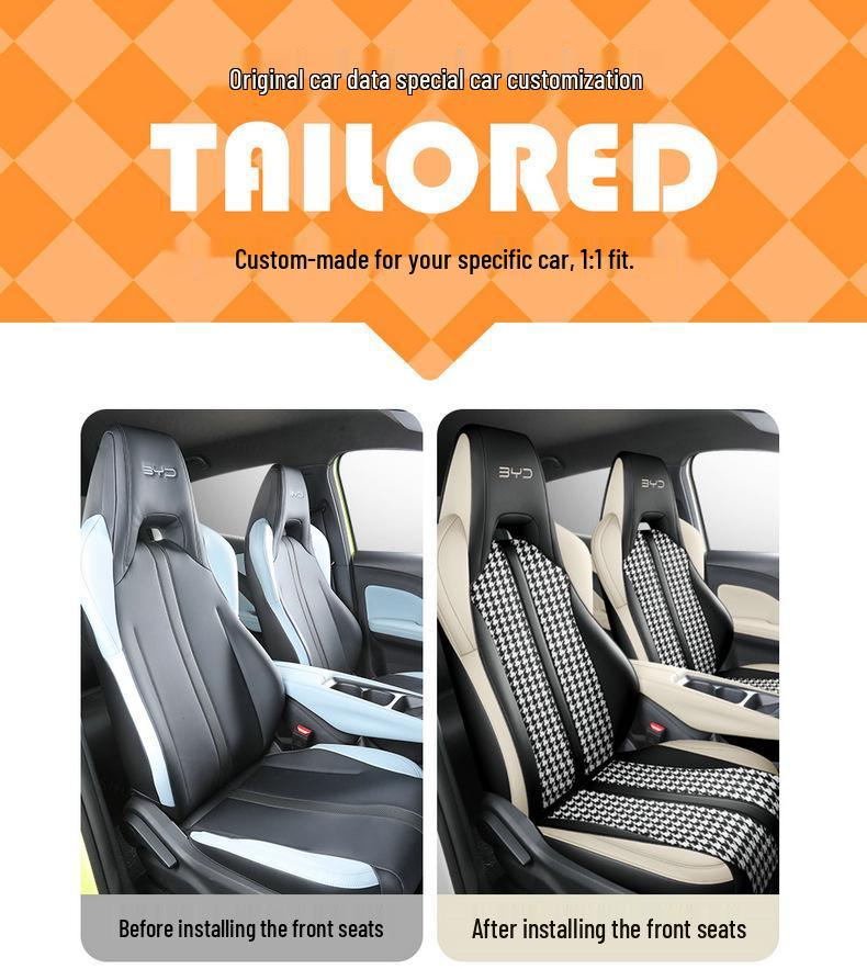Custom Houndstooth Car Seat Cushions for BYD Seagull, 25-Year Design