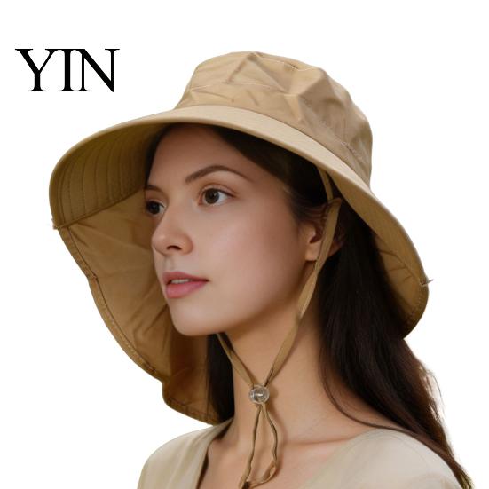 Wide Brim Beach Hat for Vacation Women Sun with Neck Flap, Packable Breathable Polyester Hat, UV Protection Travel Hiking Commuting
