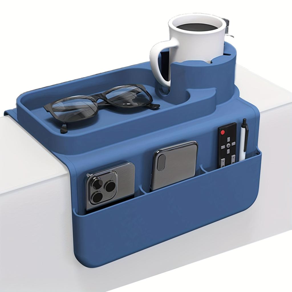 1PC Non-slip Sofa Armrest Tray with Cup Holder and Side Pockets. Spill-proof Beverage Tray Suitable for Living Rooms, Bedrooms, Offices, and Sofas.