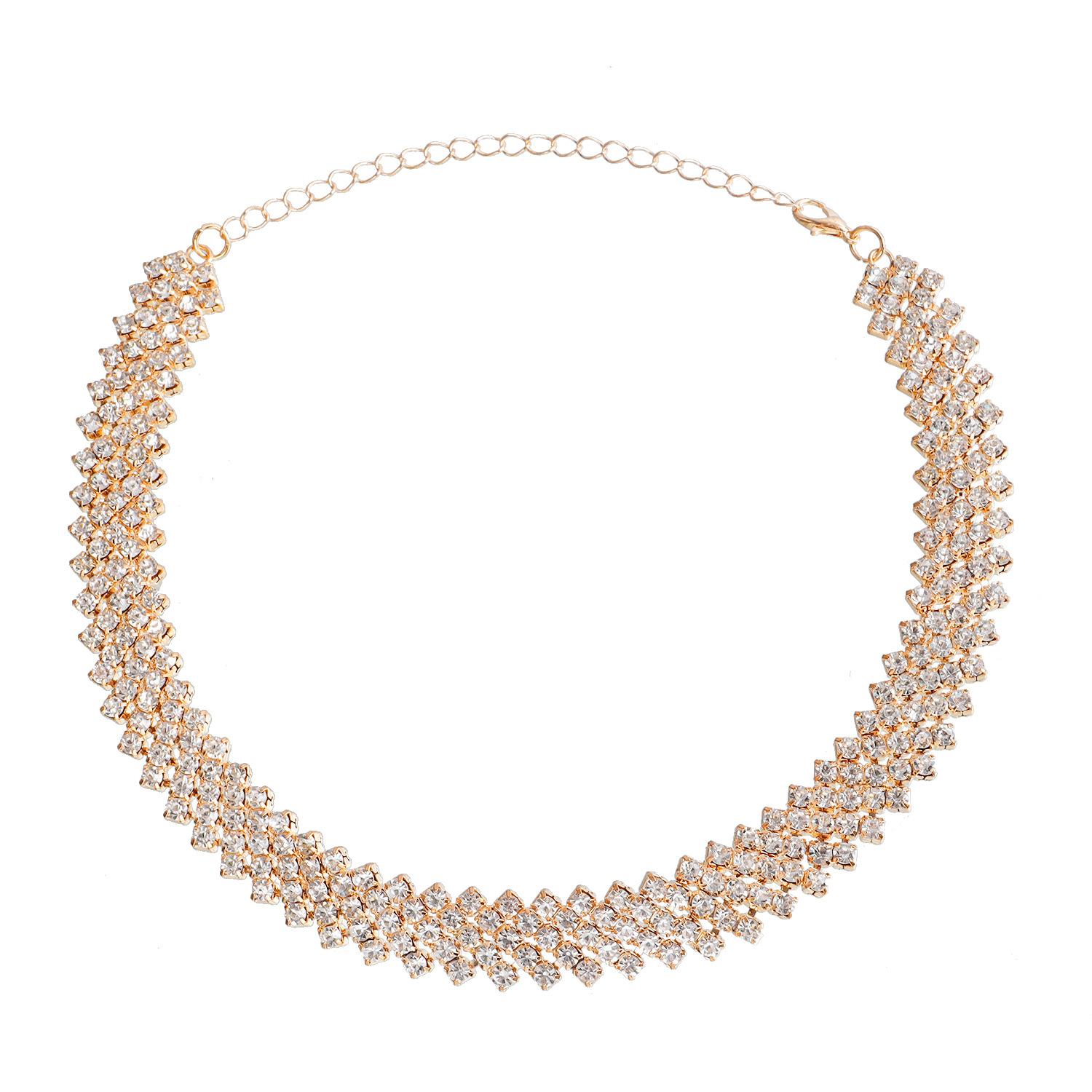 Accessories, street tide full diamond micro-inlaid neck chain necklace, fashionable and sexy flash diamond short collarbone necklace