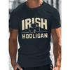 Men's Shamrock IRISH HOOLIGAN Graphic Print T-shirt | Summer Short Sleeve Tees Trend Casual Tops for Big & Tall Guys