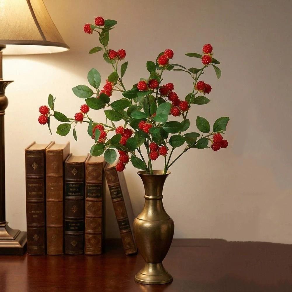 Realistic Artificial Raspberry Branch Plastic Decorative Simulation Flower Long Branches Fake Berry Branches Wedding Photography