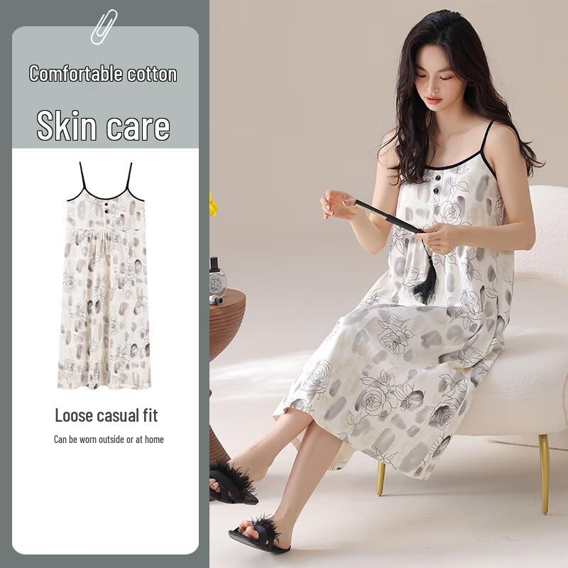 Qiansi Niao Women's Cotton Camisole Nightdress